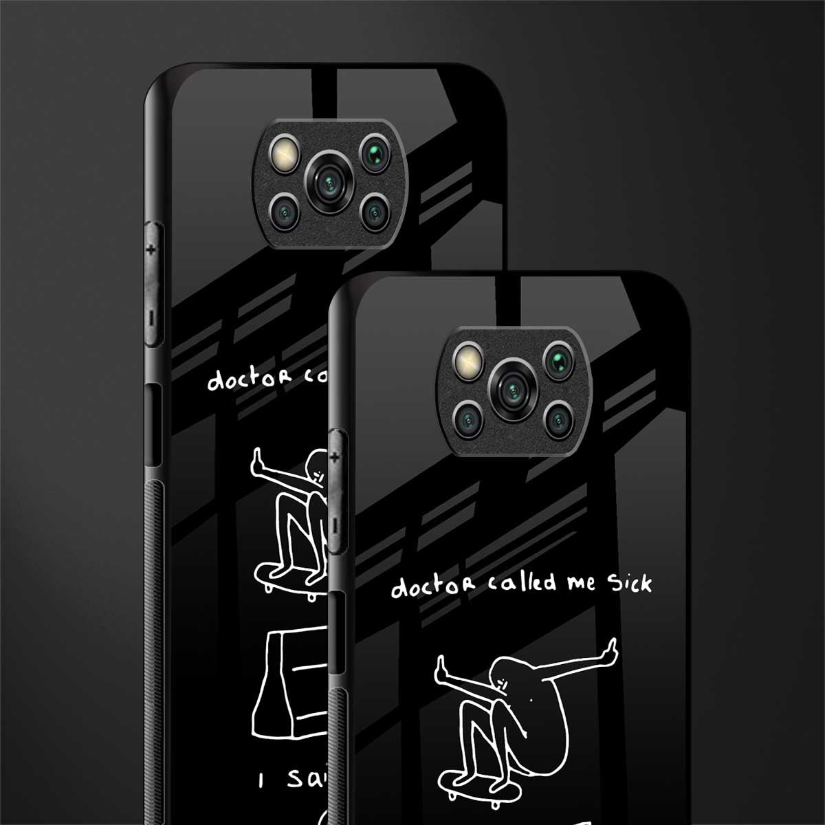sick skateboarder black doodle glass case for poco x3 pro image-2