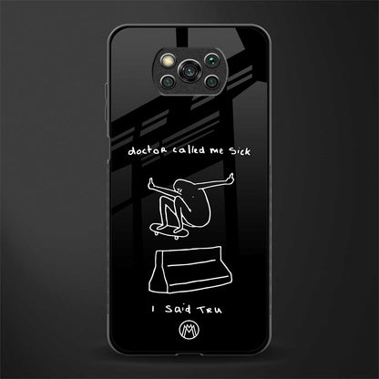 sick skateboarder black doodle glass case for poco x3 image