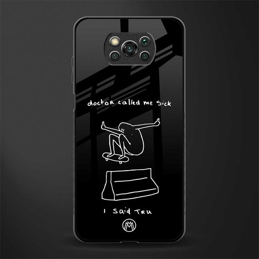 sick skateboarder black doodle glass case for poco x3 image