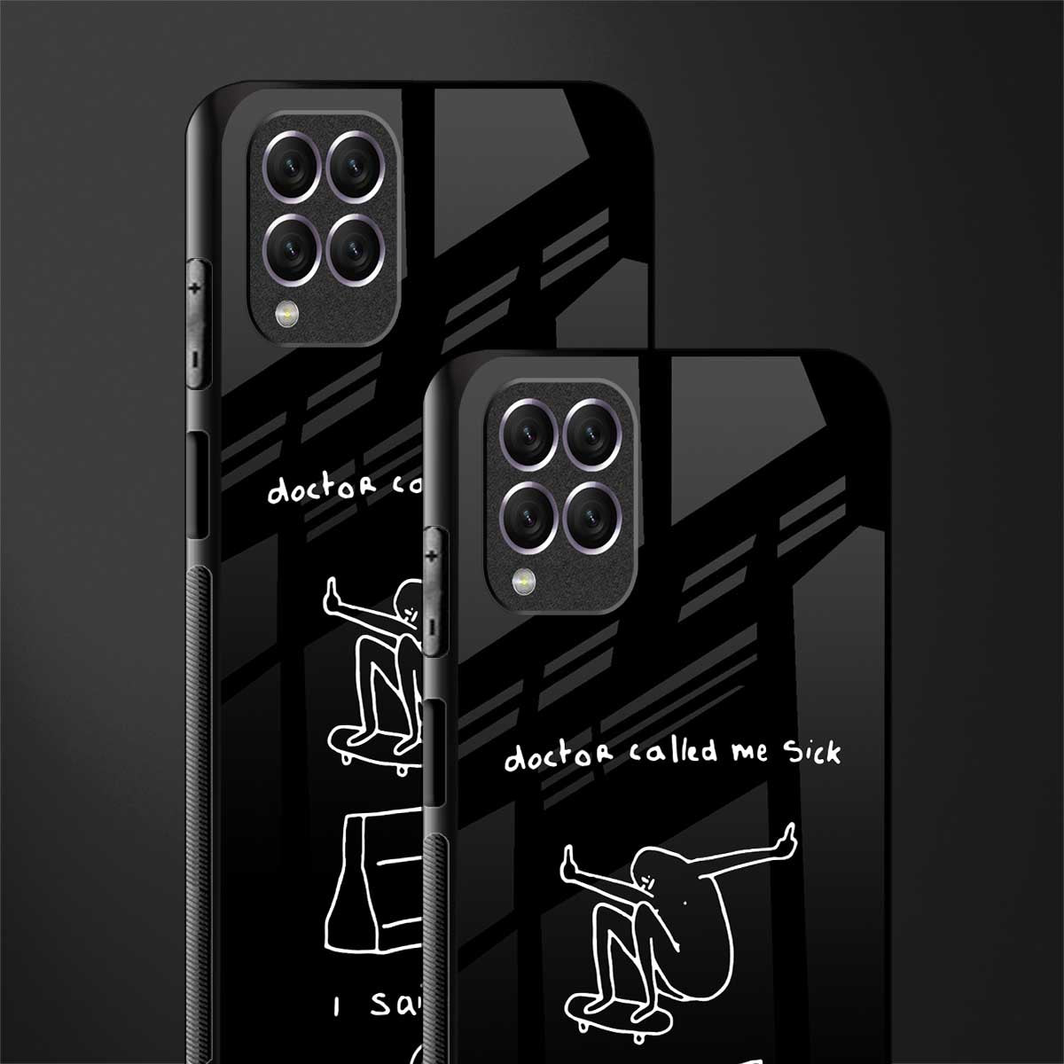 sick skateboarder black doodle glass case for samsung galaxy f62 image-2