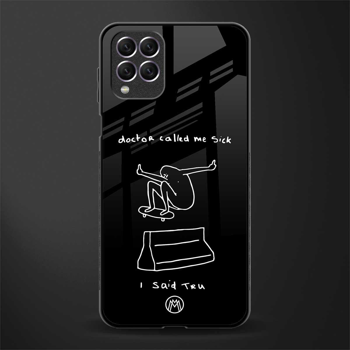 sick skateboarder black doodle glass case for samsung galaxy f62 image