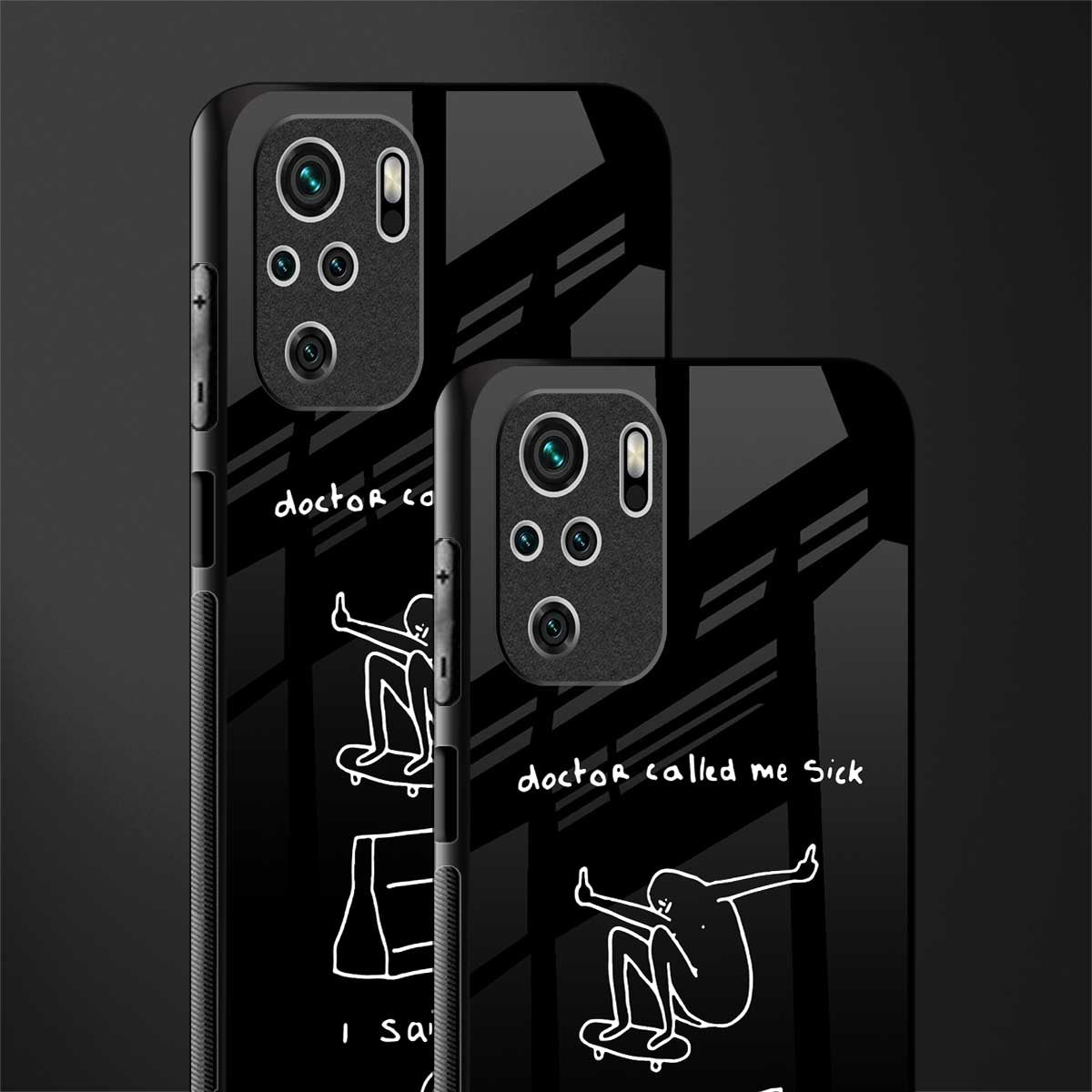 sick skateboarder black doodle glass case for redmi note 10 image-2