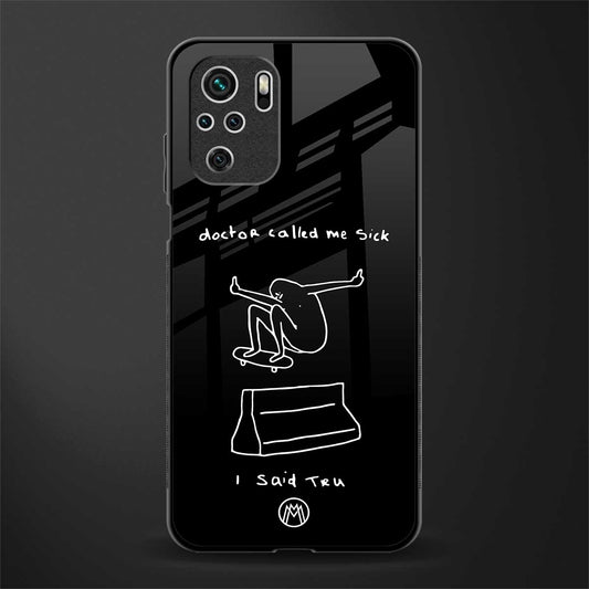 sick skateboarder black doodle glass case for redmi note 10 image