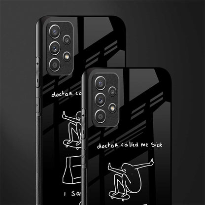sick skateboarder black doodle glass case for samsung galaxy a72 image-2