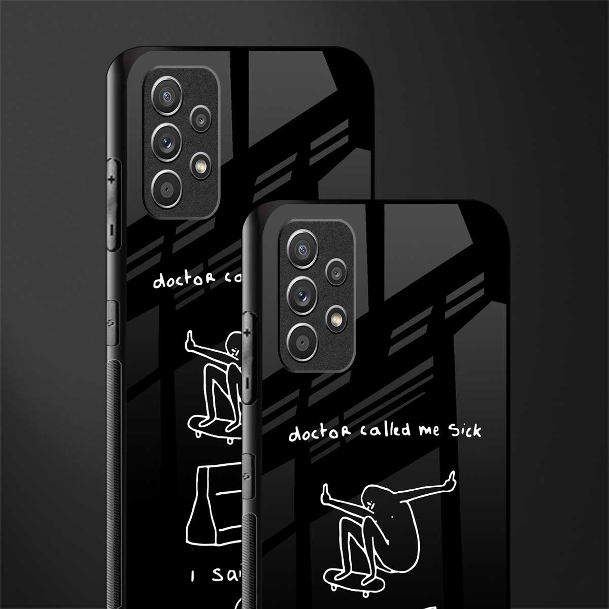 sick skateboarder black doodle glass case for samsung galaxy a32 4g image-2