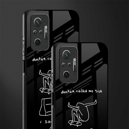 sick skateboarder black doodle glass case for redmi note 10 pro image-2