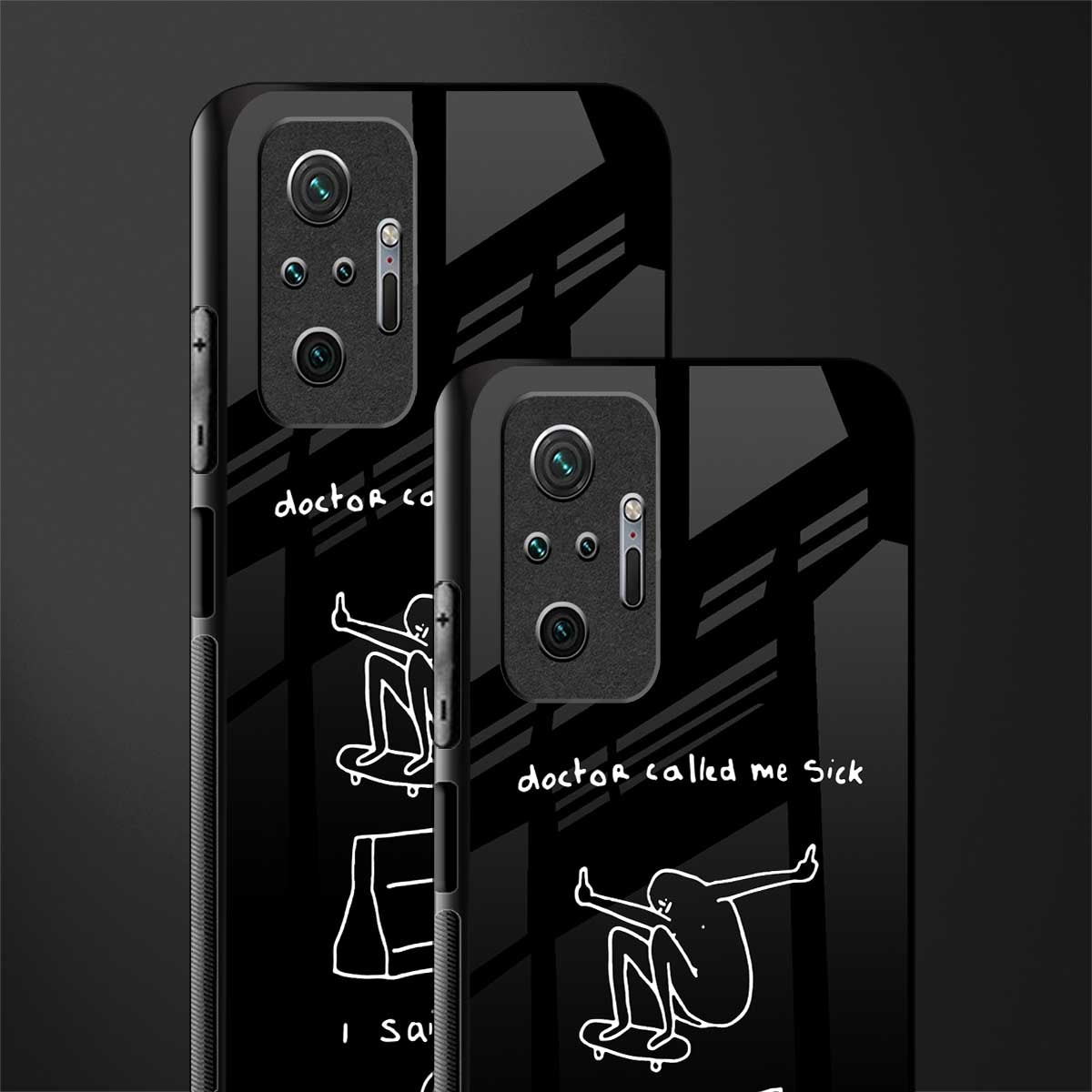 sick skateboarder black doodle glass case for redmi note 10 pro max image-2