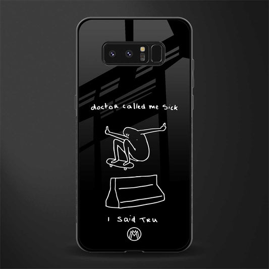 sick skateboarder black doodle glass case for samsung galaxy note 8 image