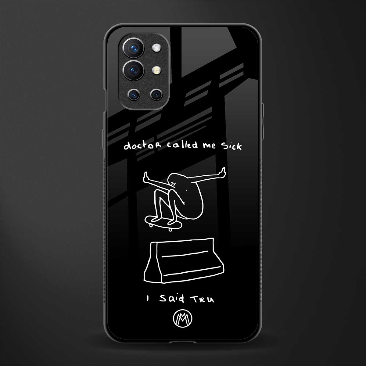 sick skateboarder black doodle glass case for oneplus 9r image