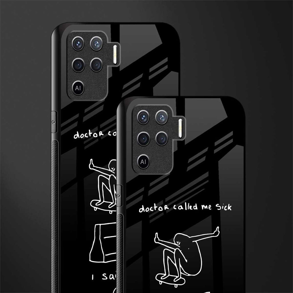 sick skateboarder black doodle glass case for oppo f19 pro image-2