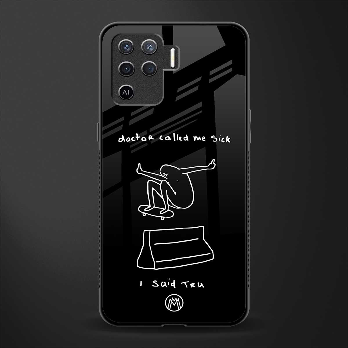 sick skateboarder black doodle glass case for oppo f19 pro image