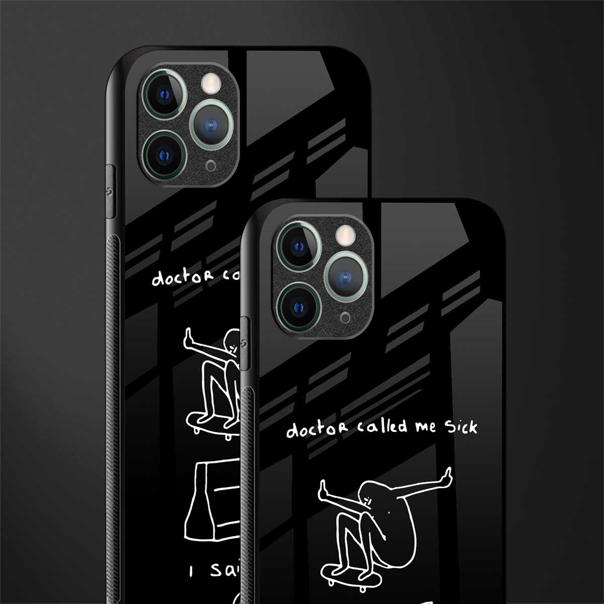 sick skateboarder black doodle glass case for iphone 11 pro max image-2
