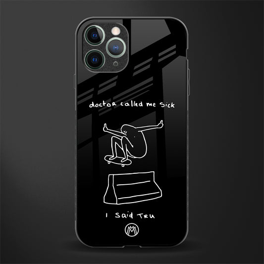 sick skateboarder black doodle glass case for iphone 11 pro image