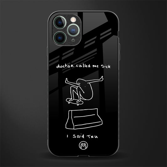 sick skateboarder black doodle glass case for iphone 11 pro max image