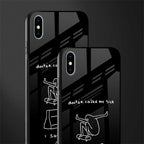 sick skateboarder black doodle glass case for iphone xs max image-2