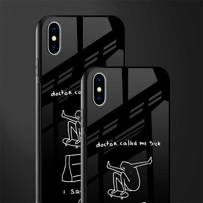 sick skateboarder black doodle glass case for iphone xs max image-2
