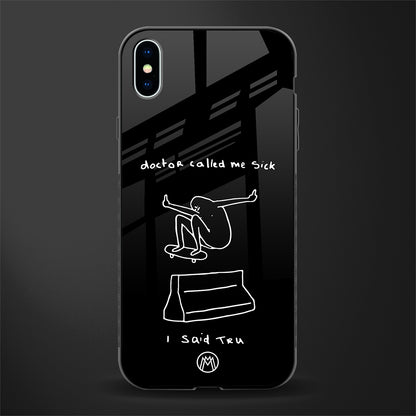 sick skateboarder black doodle glass case for iphone xs max image