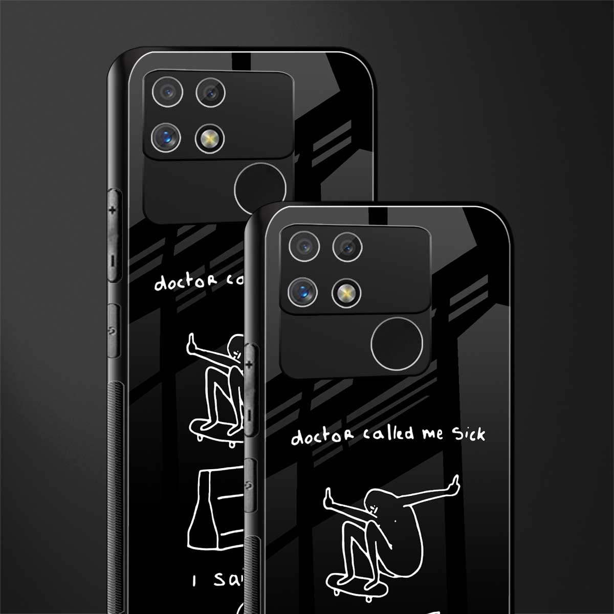 sick skateboarder black doodle back phone cover | glass case for realme narzo 50a