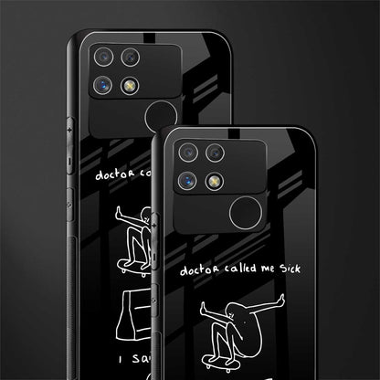sick skateboarder black doodle back phone cover | glass case for realme narzo 50a