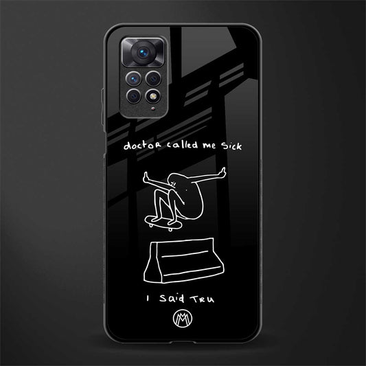 sick skateboarder black doodle back phone cover | glass case for redmi note 11 pro plus 4g/5g
