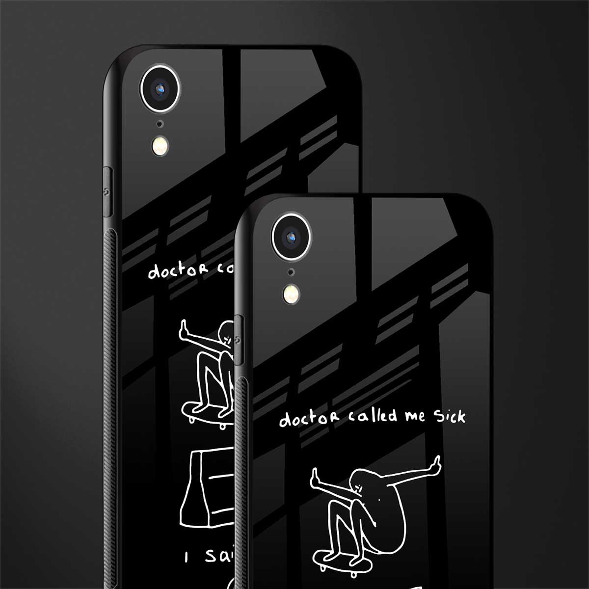 sick skateboarder black doodle glass case for iphone xr image-2