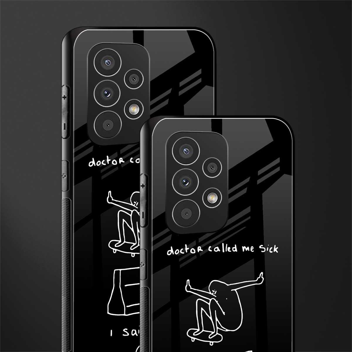sick skateboarder black doodle back phone cover | glass case for samsung galaxy a53 5g