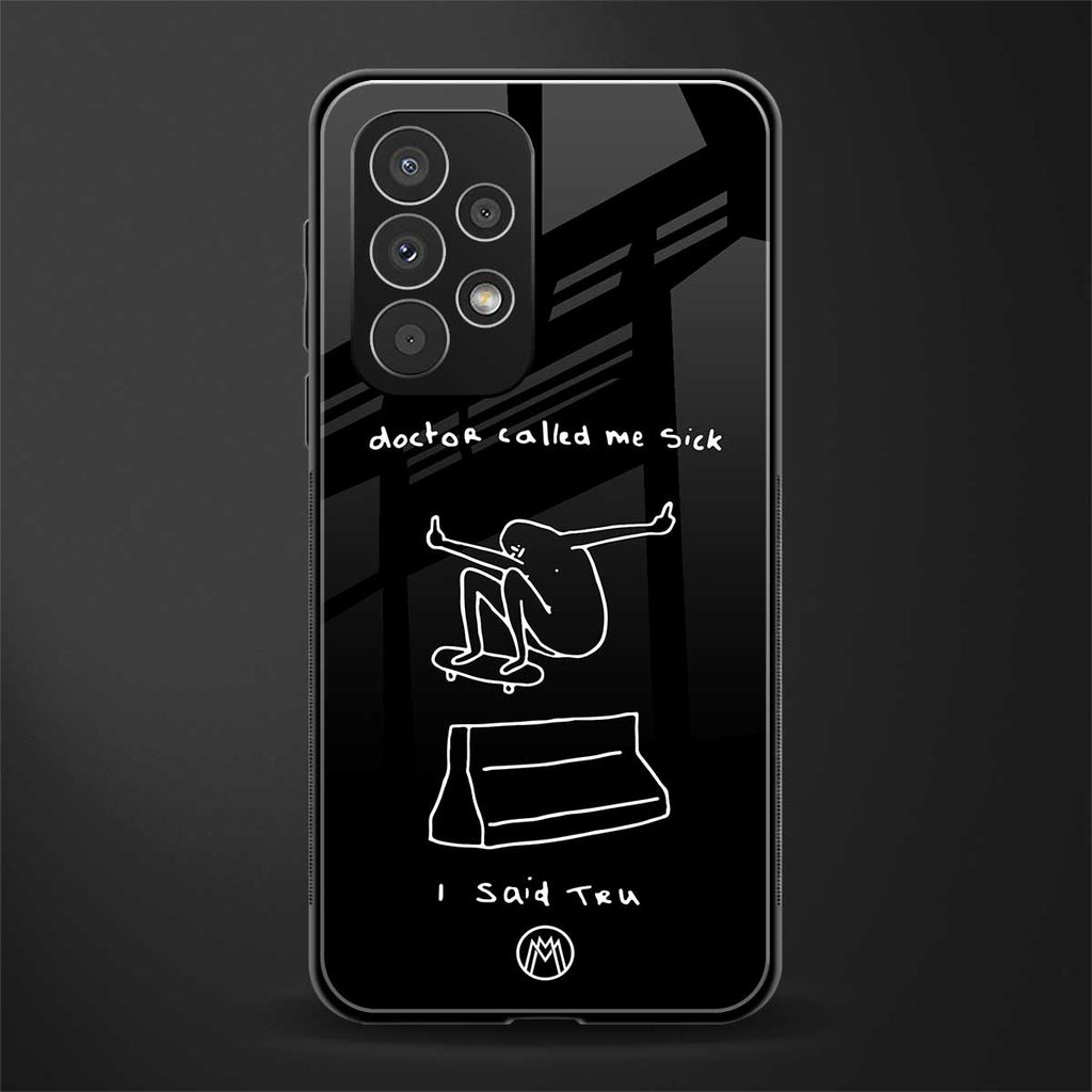 sick skateboarder black doodle back phone cover | glass case for samsung galaxy a53 5g