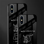 sick skateboarder black doodle glass case for iphone x image-2