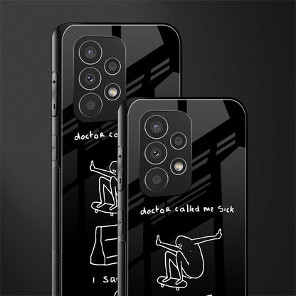 sick skateboarder black doodle back phone cover | glass case for samsung galaxy a73 5g