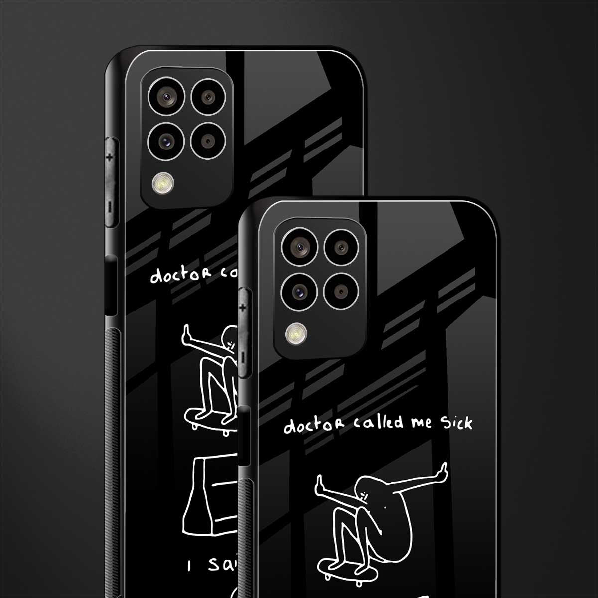 sick skateboarder black doodle back phone cover | glass case for samsung galaxy m33 5g