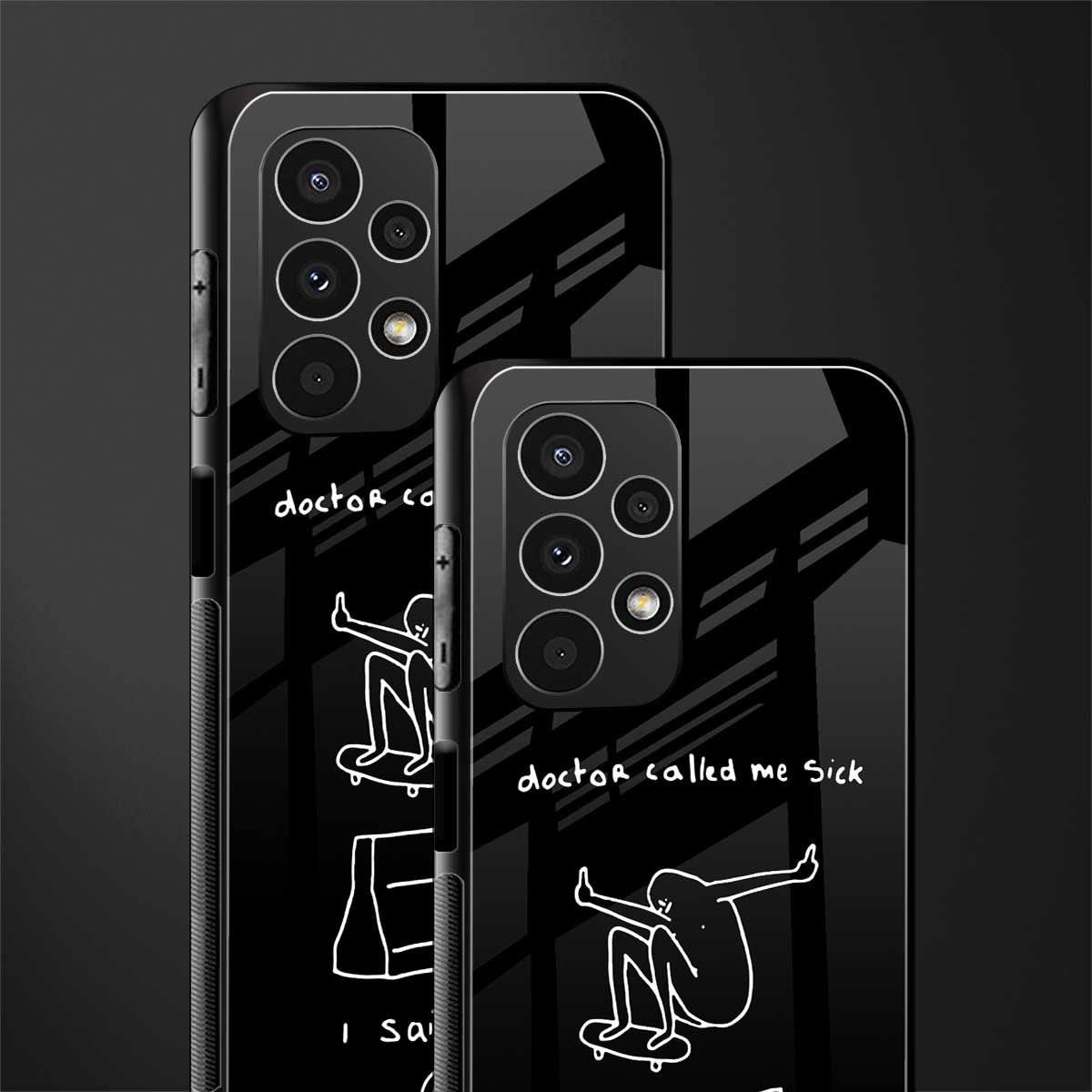 sick skateboarder black doodle back phone cover | glass case for samsung galaxy a13 4g