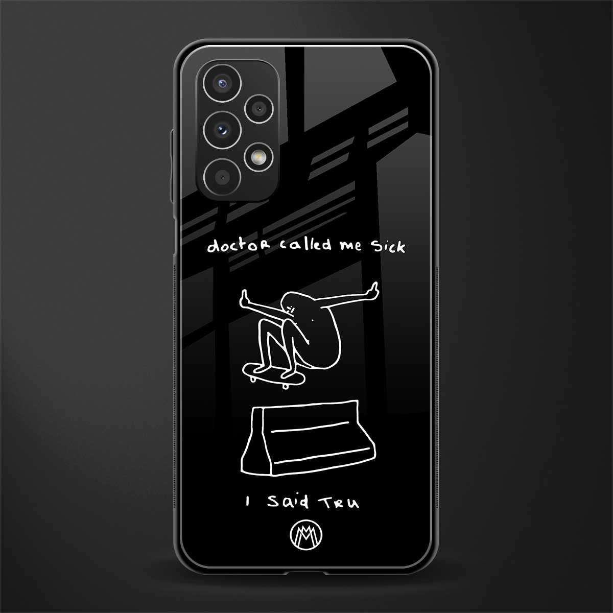 sick skateboarder black doodle back phone cover | glass case for samsung galaxy a13 4g