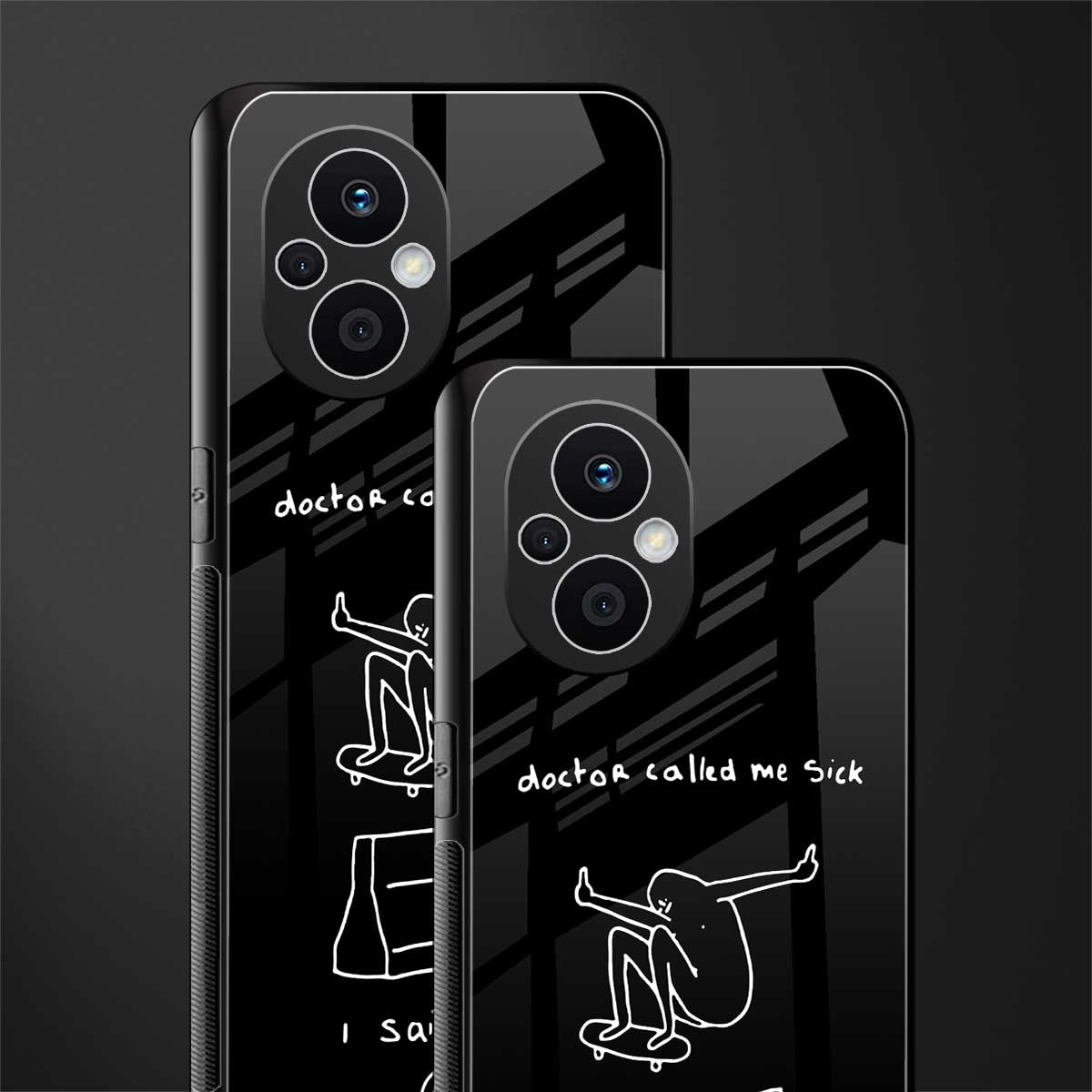sick skateboarder black doodle back phone cover | glass case for oppo f21 pro 5g