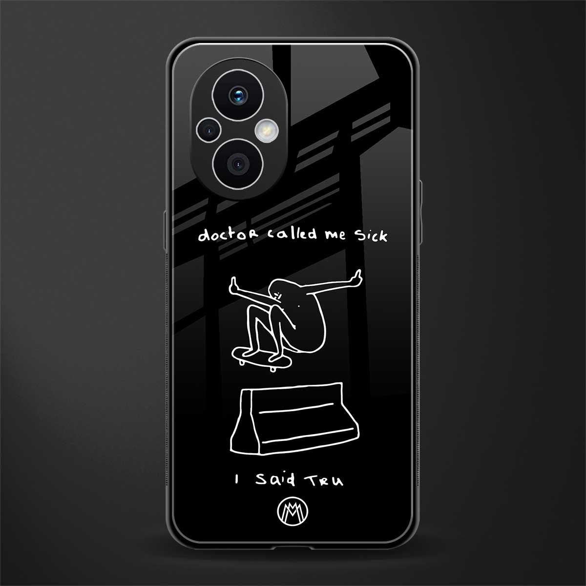 sick skateboarder black doodle back phone cover | glass case for oppo f21 pro 5g