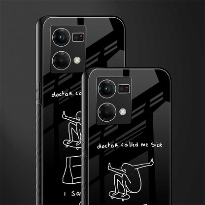 sick skateboarder black doodle back phone cover | glass case for oppo f21 pro 4g