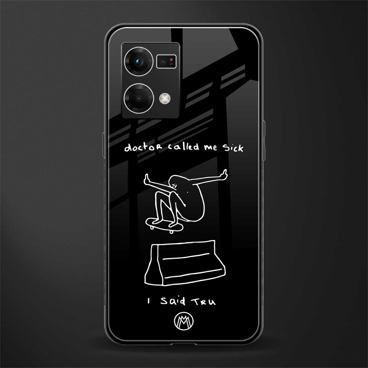 sick skateboarder black doodle back phone cover | glass case for oppo f21 pro 4g