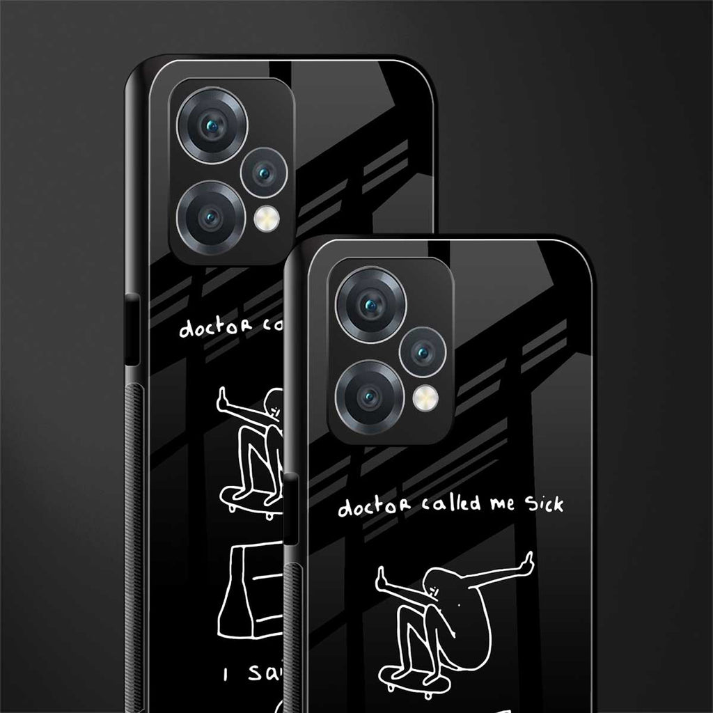 sick skateboarder black doodle back phone cover | glass case for oneplus nord ce 2 lite 5g