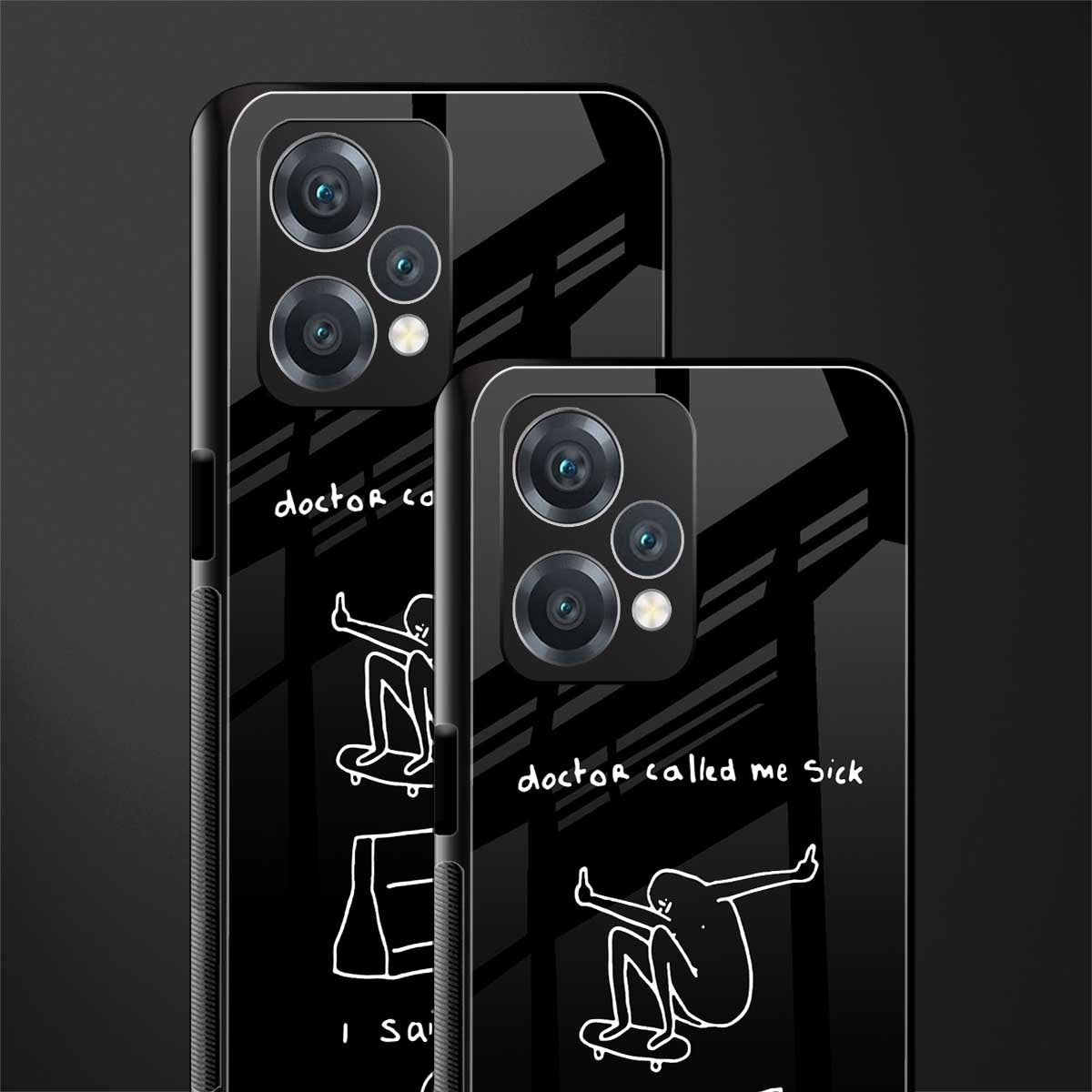 sick skateboarder black doodle back phone cover | glass case for oneplus nord ce 2 lite 5g