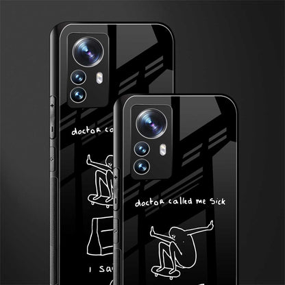 sick skateboarder black doodle back phone cover | glass case for xiaomi 12 pro