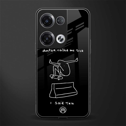 sick skateboarder black doodle back phone cover | glass case for oppo reno 8