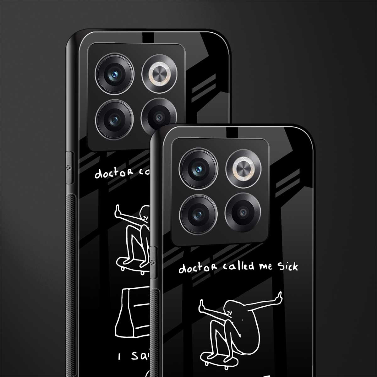 sick skateboarder black doodle back phone cover | glass case for oneplus 10t