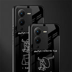 sick skateboarder black doodle back phone cover | glass case for vivo v25 pro 5g