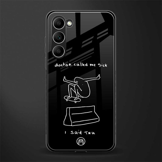 Sick-Skateboarder-Black-Doodle-Glass-Case for phone case | glass case for samsung galaxy s23