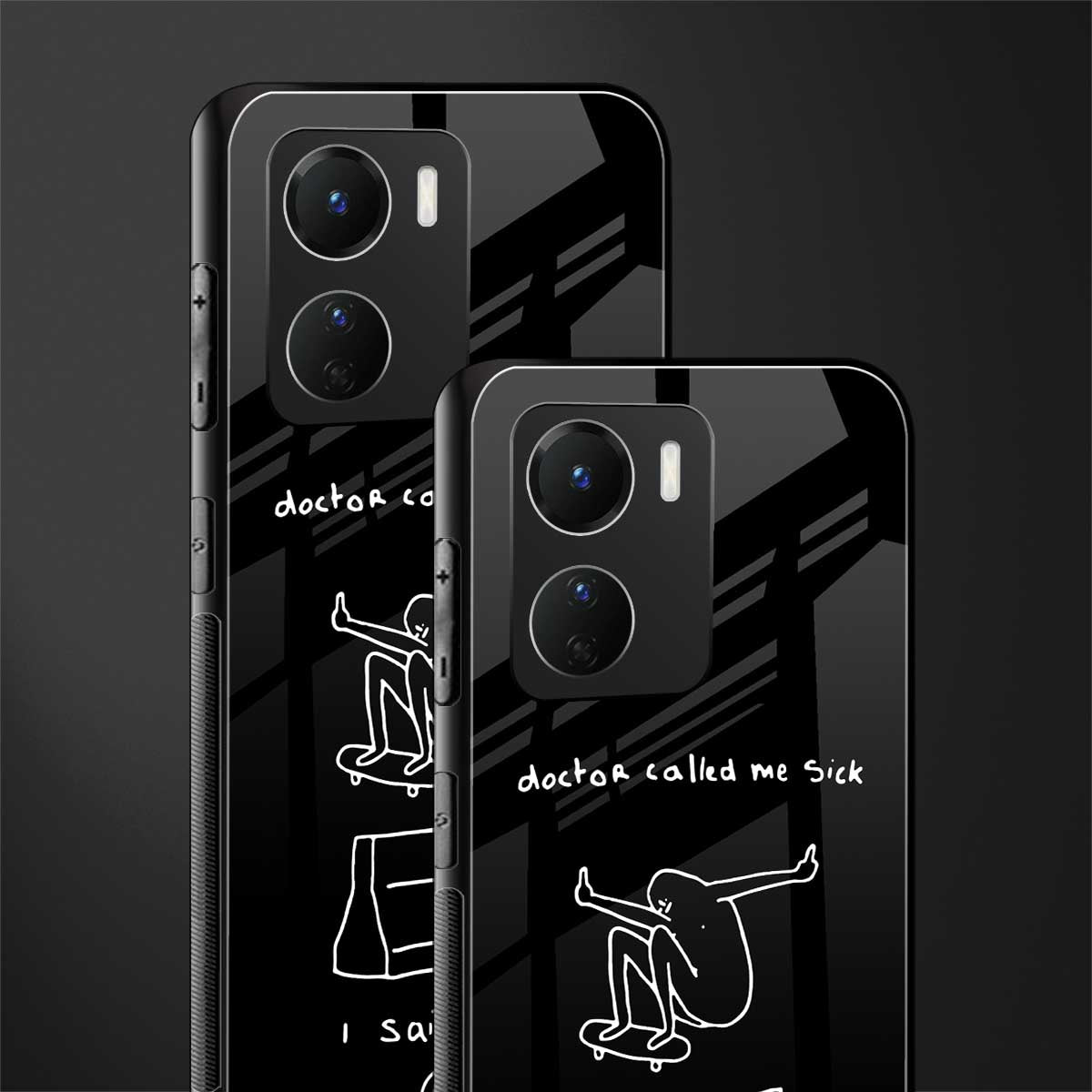 sick skateboarder black doodle back phone cover | glass case for vivo y16