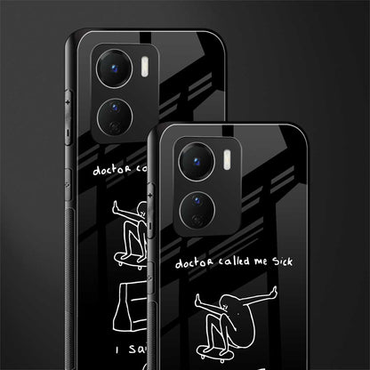 sick skateboarder black doodle back phone cover | glass case for vivo y16