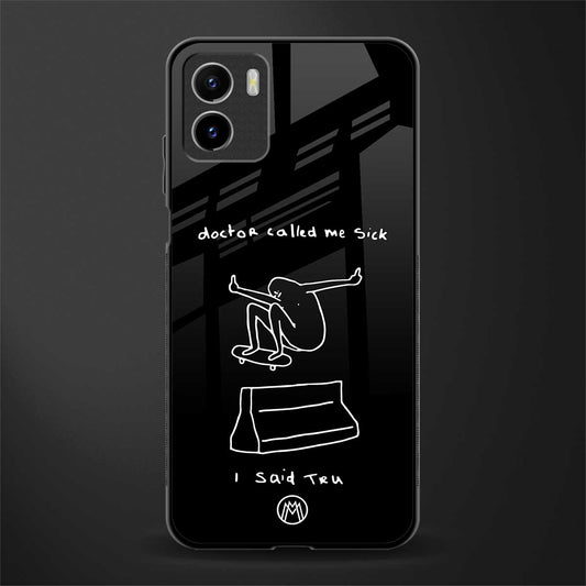 sick skateboarder black doodle back phone cover | glass case for vivo y15c