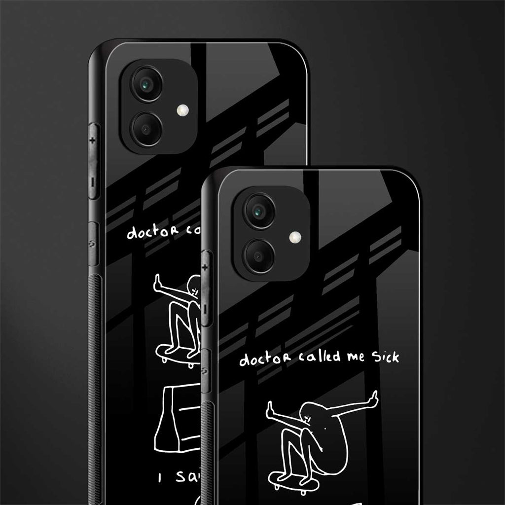 sick skateboarder black doodle back phone cover | glass case for samsung galaxy a04