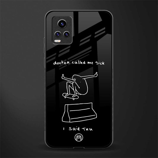 sick skateboarder black doodle back phone cover | glass case for vivo v21e 4g