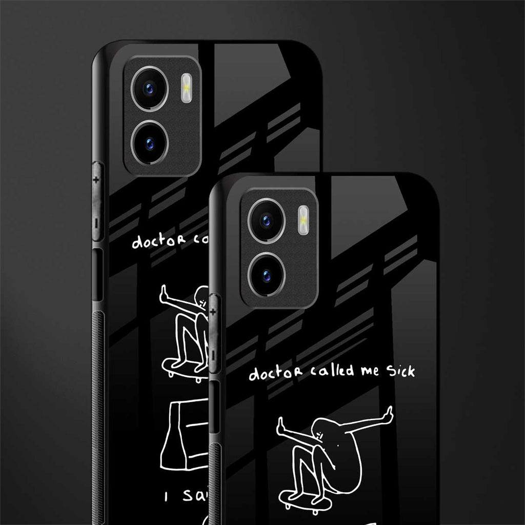 sick skateboarder black doodle back phone cover | glass case for vivo y72