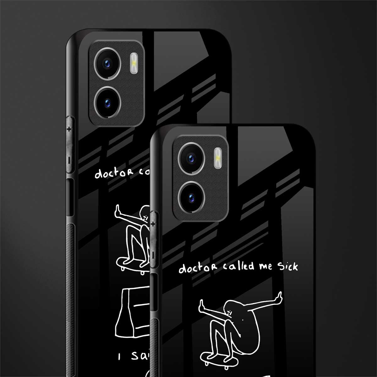 sick skateboarder black doodle back phone cover | glass case for vivo y72